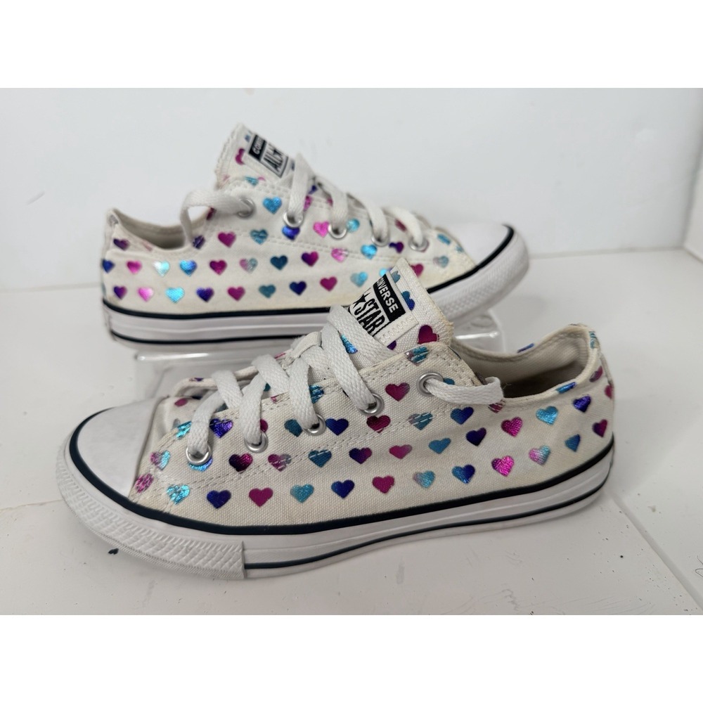 Converse All Star Youth Sz 3 Chuck Taylor Black Multicolor Hearts High Top Shoes